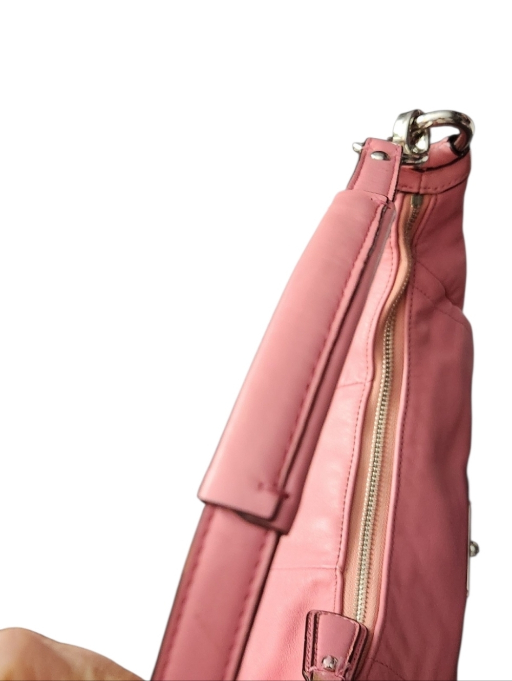 Coach Pink Leather Shoulder Bag Magnetic Fliplock Flap Hobo Purse - Picture 14 of 14